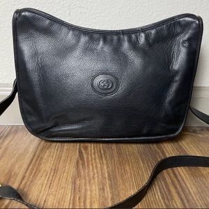 Vintage Gucci Black Leather Crossbody Bag